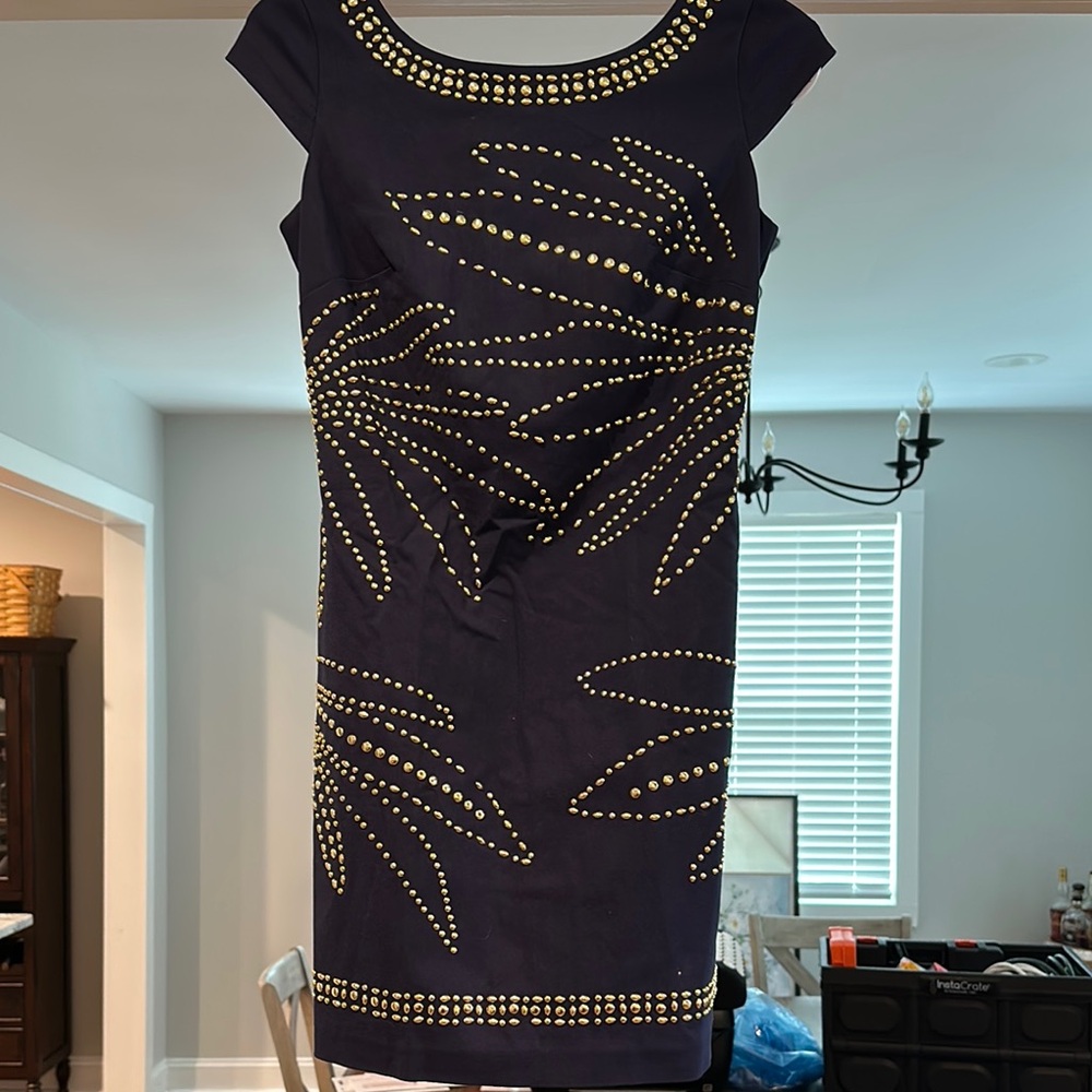 Blue Embellished Sheath Mini Dress